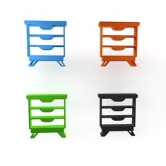 Wall Mural - Colorful Furniture nightstand icon isolated on white background. Minimalism concept. 3D render illustration