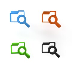 Poster - colorful search concept with folder icon isolated on white background. magnifying glass and document