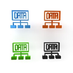 Poster - Colorful Data analysis icon isolated on white background. Business data analysis process, statistics. Charts and diagrams. Minimalism concept. 3D render illustration