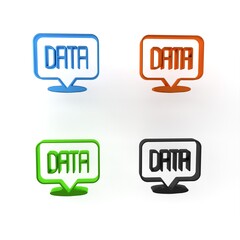 Poster - Colorful Data analysis icon isolated on white background. Business data analysis process, statistics. Charts and diagrams. Minimalism concept. 3D render illustration
