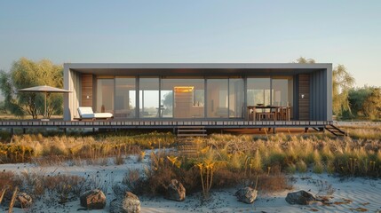 Poster - Write about the architectural versatility of modular homes in an isolated house community.