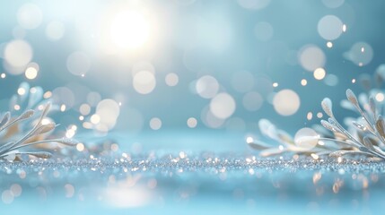 Wall Mural - a blue background with white flowers and a sun in the background