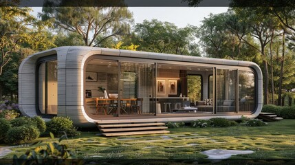 Poster - Write about the customization options available in a 3D-printed house. Describe modular configurations, adjustable layouts