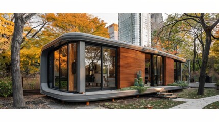 Poster - Write about the innovative use of modular construction in a 3D-printed house. Describe prefabricated modules, assembly processes,
