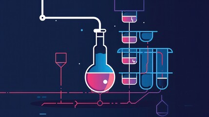 Fototapete - Diagram of a chemical equilibrium shift, illustrating how changes in concentration, temperature, or pressure affect the position of equilibrium in a reversible reaction