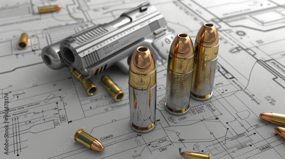 Diagram of a forensic firearms examination, showing the process of ...