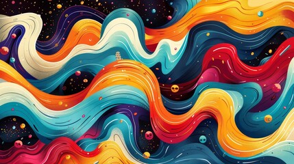 Wall Mural - Abstract wave patterns with bold, dynamic designs and vibrant colors