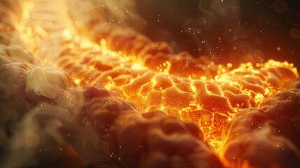 Wall Mural - A fiery, glowing object with a lot of texture and detail