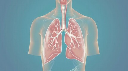 Poster - diagram of the respiratory system, highlighting the lungs, trachea, and diaphragm that facilitate br
