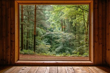 Poster - Window see forest house wood architecture.