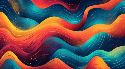 Wall Mural - Abstract wave patterns with flowing, dynamic lines and vibrant colors 