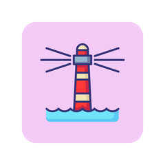 Poster - Lighthouse line icon. Tower, beacon light, sea. Navigation concept. Can be used for topics like direction, location, sailing