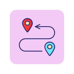 Poster - Route line icon. Mark pointers, itinerary, arrow. Navigation concept. Can be used for topics like map location, way finding, destination