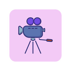 Poster - TV camera line icon. Capturing, studio, equipment. Filmmaking concept. Can be used for topics like movie production, broadcasting, show making, video recording