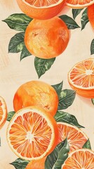 Canvas Print - Wallpaper oranges grapefruit produce plant.