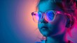 © Sandu - Child Wearing Neon Glasses in Creative Lighting