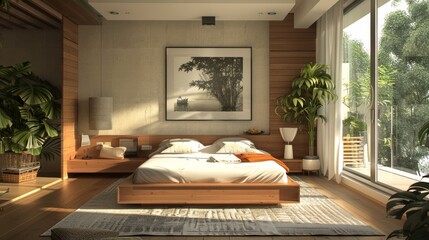 Sticker - Modern Cozy Bedroom with Natural Elements