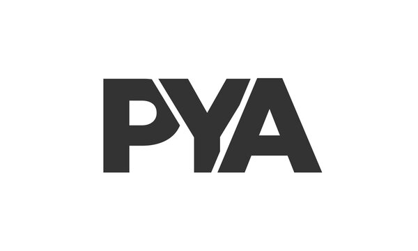 PYA logo design template with strong and modern bold text. Initial based vector logotype featuring simple and minimal typography. Trendy company identity.