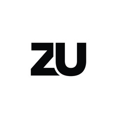 Poster - Letter Z and U, ZU logo design template. Minimal monogram initial based logotype.