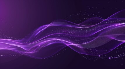 Poster - The abstract flow of particles in a modern cyber technology illustration. An abstract wave with moving dots.