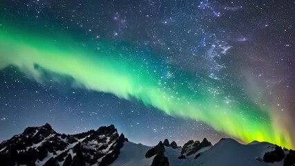 Poster - Amidst the frigid temperatures the vibrant lights of the aurora borealis create a sense of warmth and wonder in the mountain landscape.