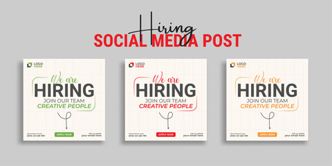 Wall Mural - We are hiring editable job vacancy social media post design template
