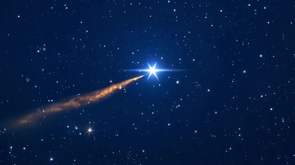 Wall Mural - A zoomedin shot of a shooting star blazing across the dark starry canvas of the desert night sky.