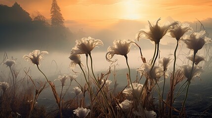 Wall Mural - white flowers in the foreground