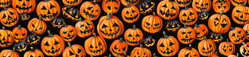 Wall Mural - Concept of Halloween pattern with pumpkins. Vector.