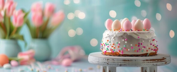 Wall Mural - Easter Cake With Sprinkles and Candy Eggs