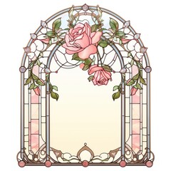 Wall Mural - Arch art nouveau pink Rose rose architecture.