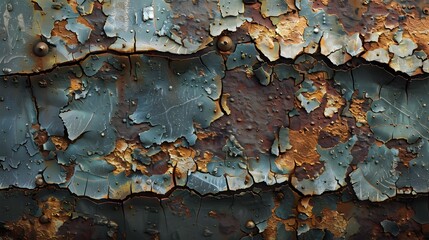 Close-Up of Weathered and Peeling Paint on Metal Surface