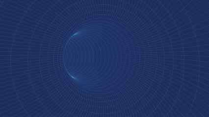 Poster - Abstract wireframe 3D tunnel. Perspective mesh background texture. Mesh model of a wormhole, vortex. 3D vector texture of a wormhole portal with a mesh structure.