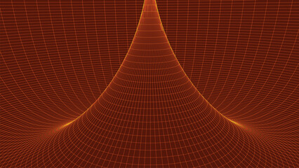 Poster - Frame torus with connected lines and dots. 3D texture of a wormhole portal with a mesh structure. Polygonal mesh element. Grid vector illustration.