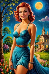 Wall Mural - 1950s cute 18 year old woman, clothed