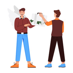 Sticker - A flat character illustration of financial partners 

