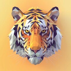 Wall Mural - A lowpoly style tiger head icon