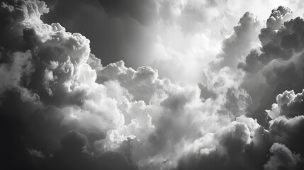 Wall Mural - Beautiful cloudy sky in a black and white photograph