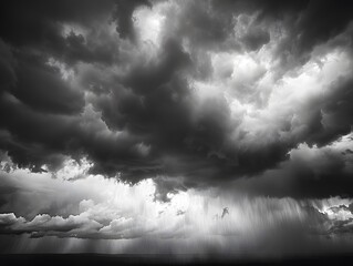 Wall Mural - Beautiful cloudy sky in a black and white photograph