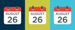 © HM Design - calendar - August 26 icon illustration isolated vector sign symbol
