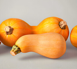 Wall Mural - Raw fresh butternut squash ready texture background, top view.