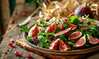 Wall Mural - Figs on a rustic wooden table