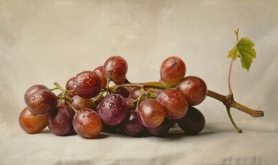 Wall Mural - Grapes on a light pastel olive background