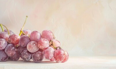 Wall Mural - Grapes on a pastel cream background