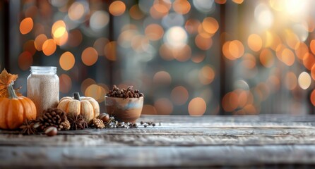 Poster - Fall Tabletop Still Life With Pumpkins