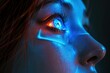 © Mykola - Looking Away. Futuristic Cyborg Woman with Blue Eye Light Scanning Retina in AI Illustration