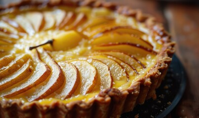 Wall Mural - Pear and vanilla custard tart