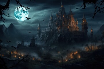 Wall Mural - Castle background outdoors fantasy night.