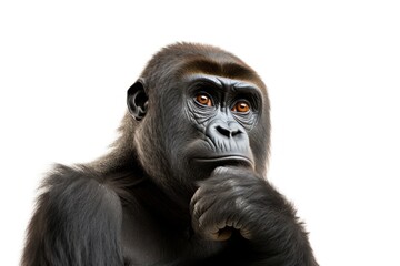 Canvas Print - Gorilla looking confused wildlife monkey mammal.