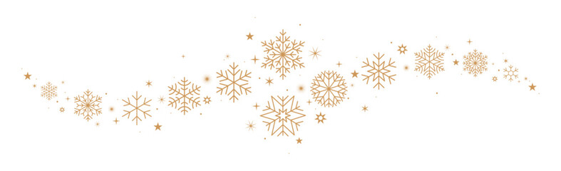 Wall Mural - Christmas border, snowflakes banner with gold stars